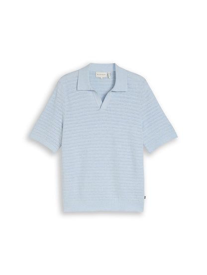 Strick-Poloshirt mit Leinenanteil