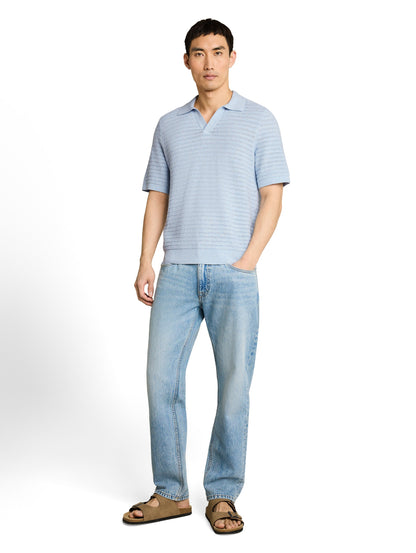 Strick-Poloshirt mit Leinenanteil