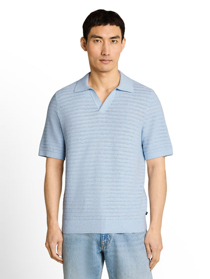 Strick-Poloshirt mit Leinenanteil