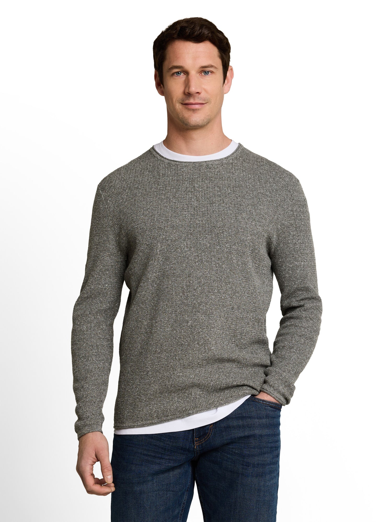 Strickpullover mit Leinenanteil