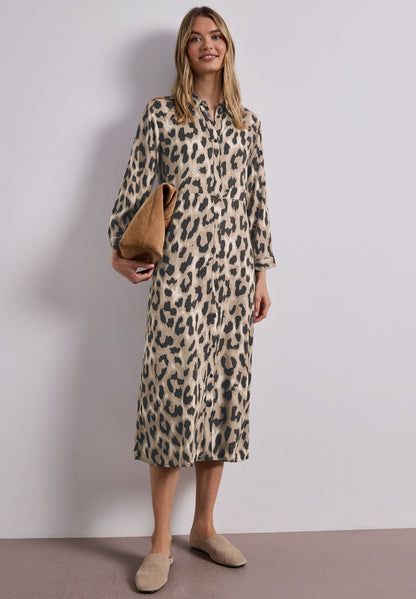 Midi-Kleid mit durchgehender Knopfleiste