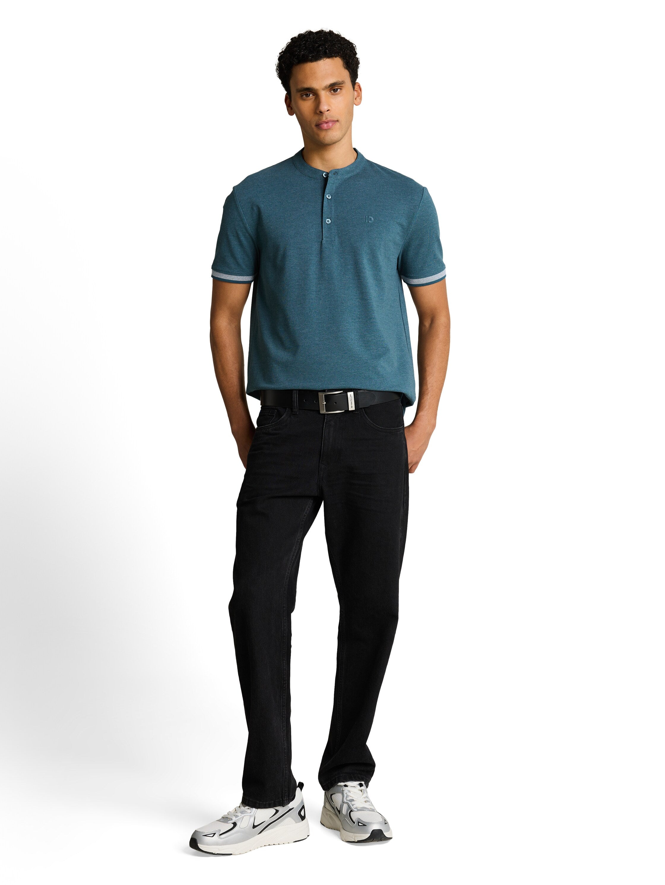 Piqué Poloshirt mit Stehkragen