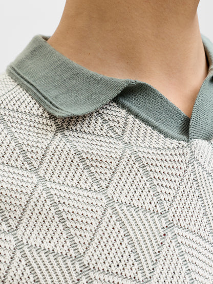JPRBLUBLAKE STRUCTURE KNIT SPLIT NECK SS