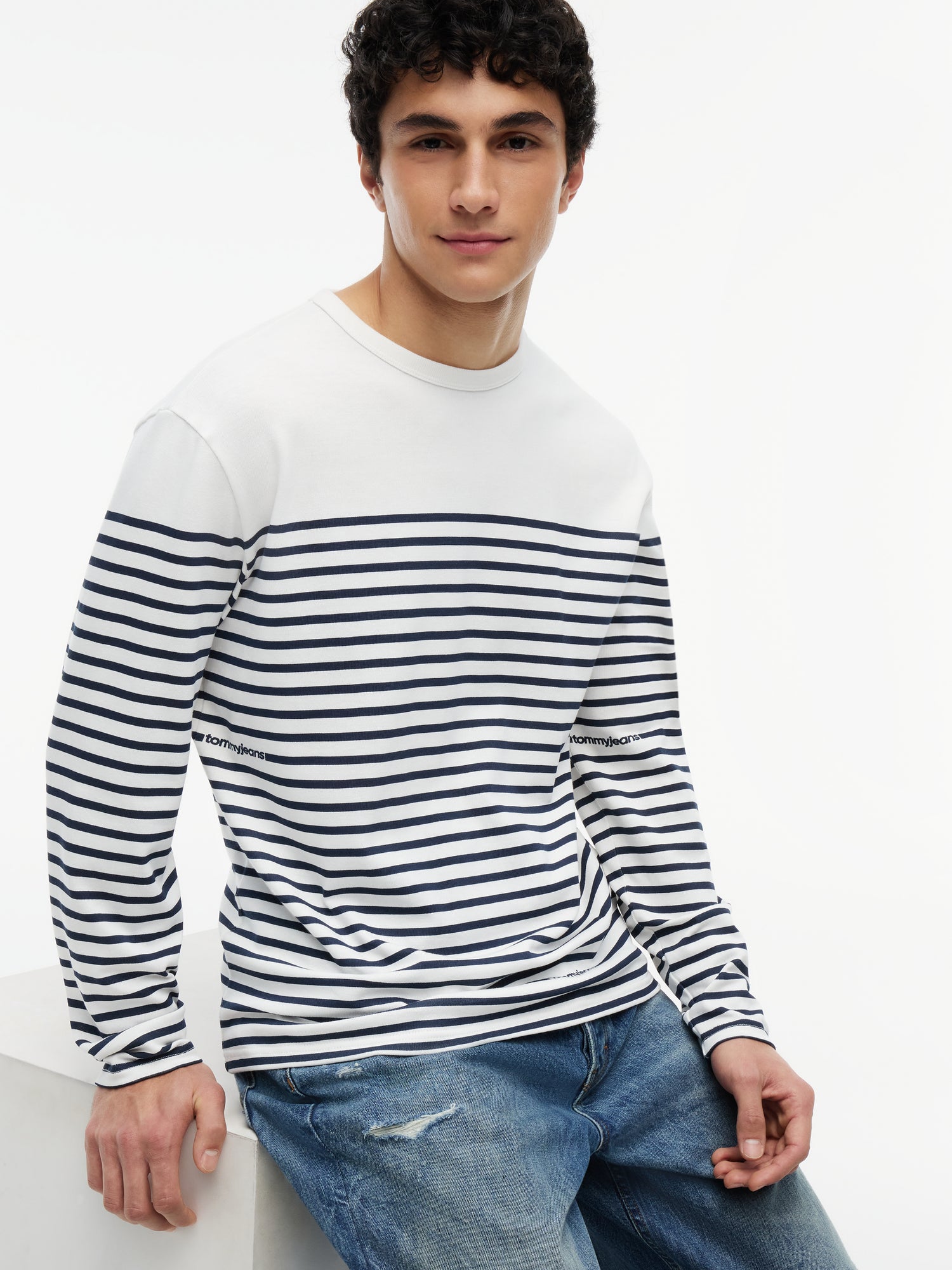TJM REG BRANDED STRIPE LS