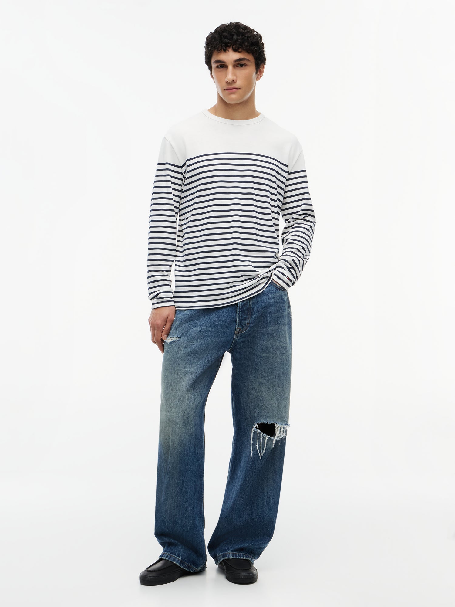 TJM REG BRANDED STRIPE LS