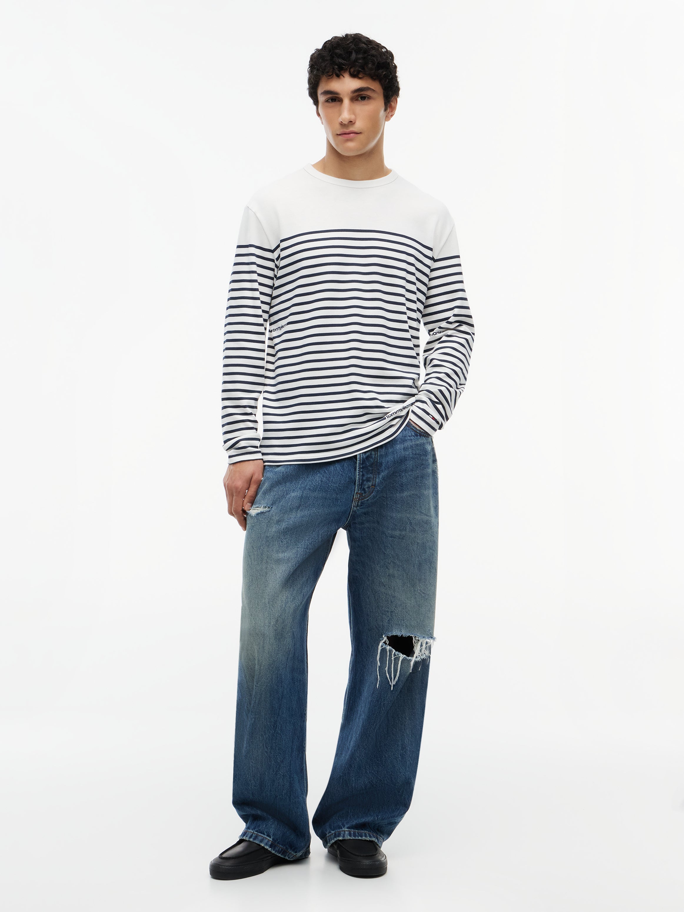 TJM REG BRANDED STRIPE LS