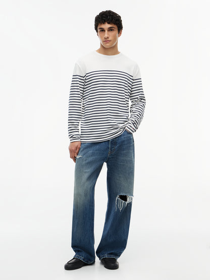 TJM REG BRANDED STRIPE LS