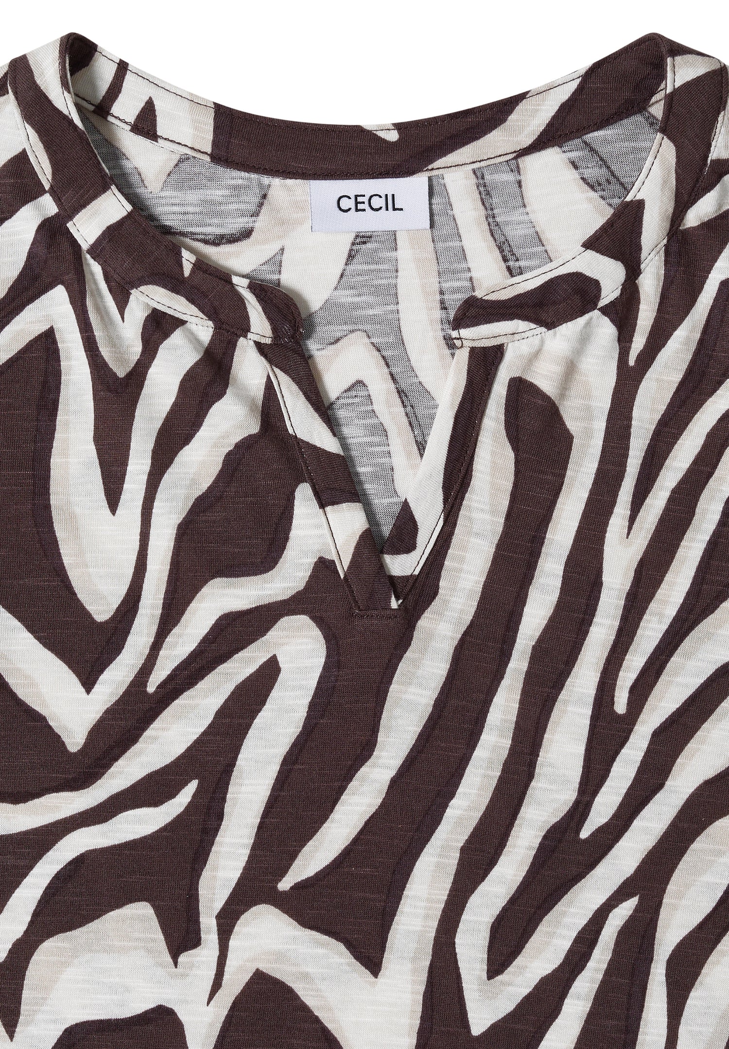 T-Shirt mit Split Neck mit Print