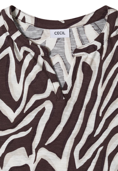 T-Shirt mit Split Neck mit Print