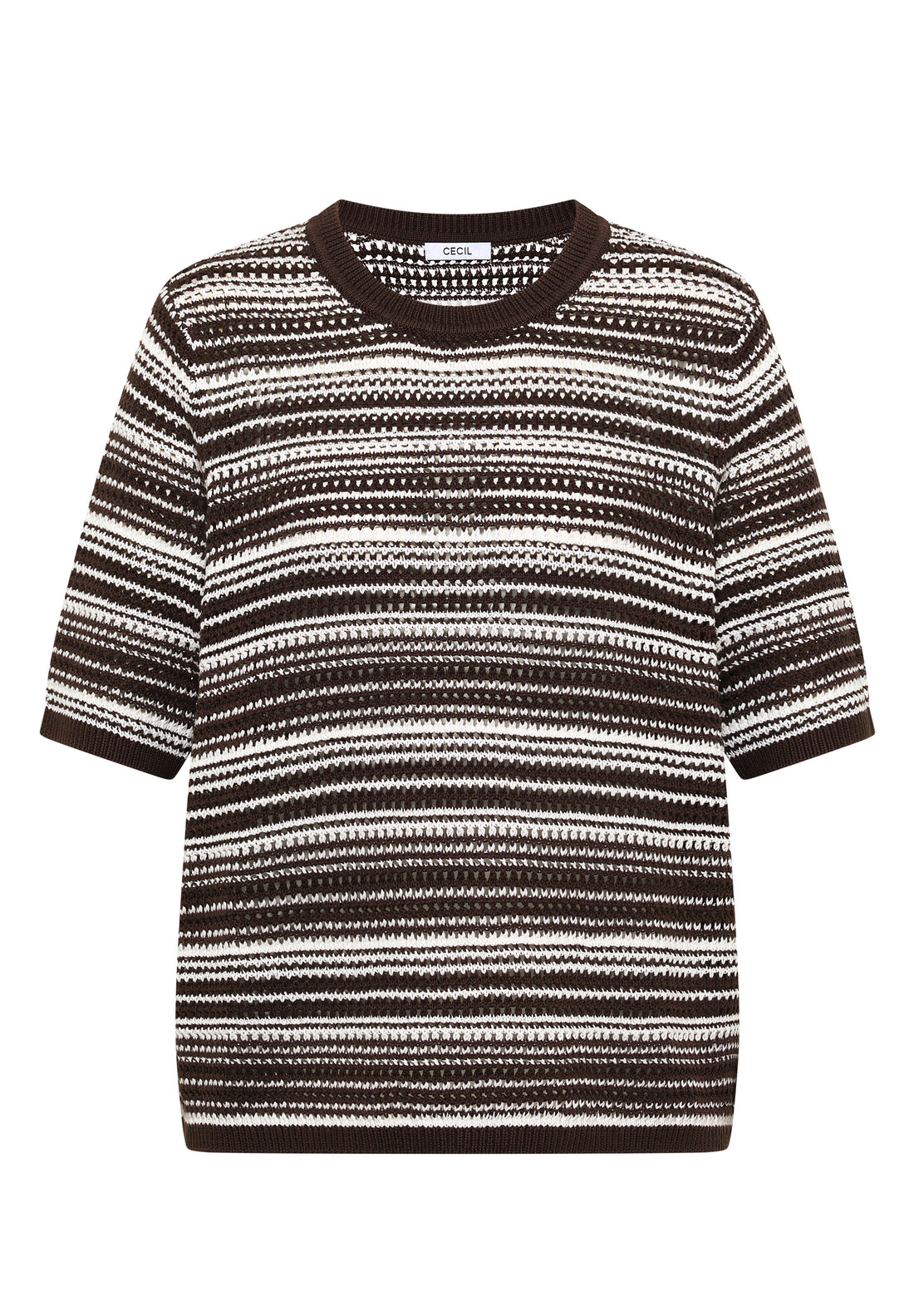 Kurzarm Pullover mit Rundhals und Streifen