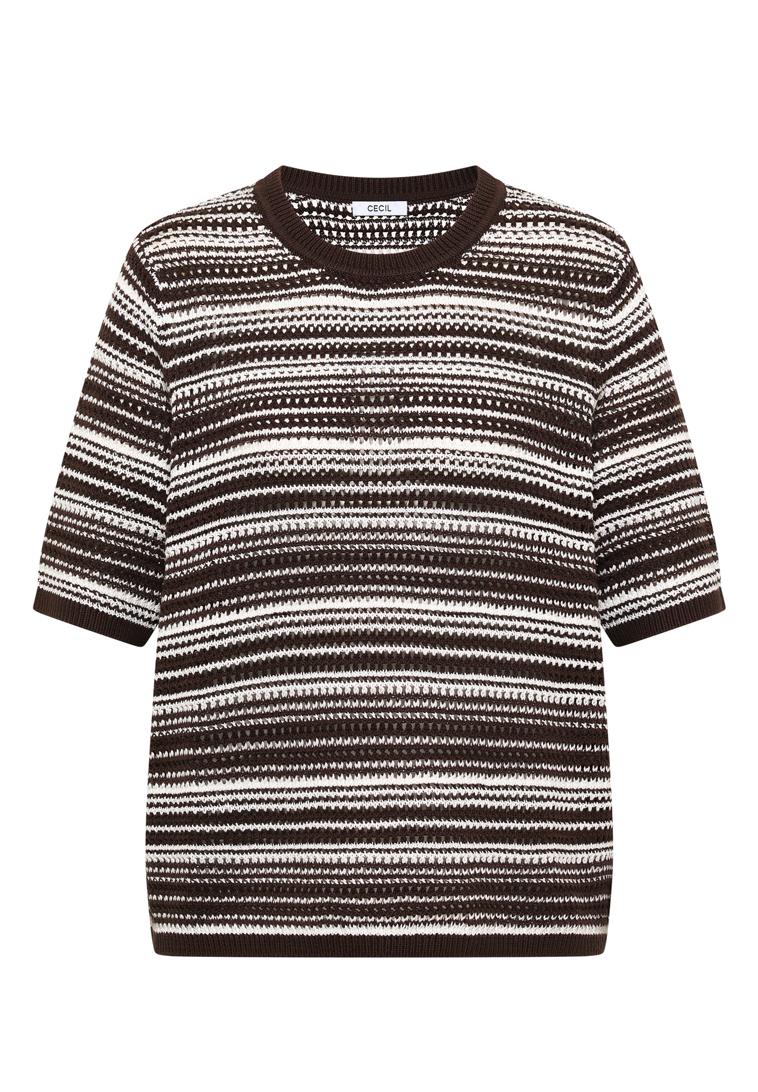 Kurzarm Pullover mit Rundhals und Streifen