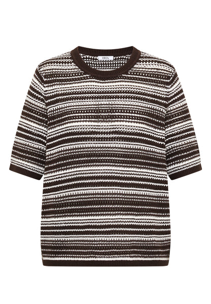 Kurzarm Pullover mit Rundhals und Streifen