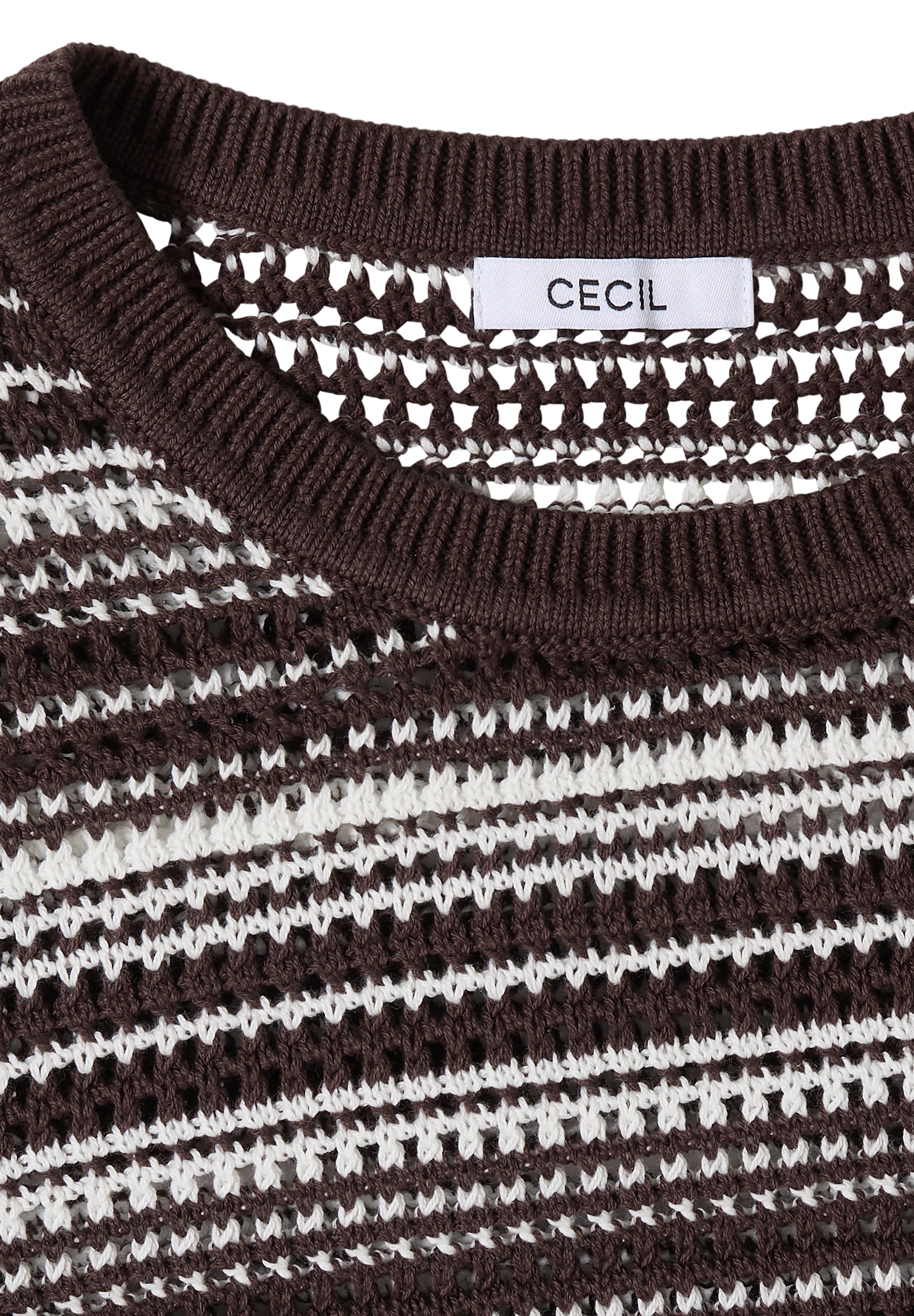 Kurzarm Pullover mit Rundhals und Streifen