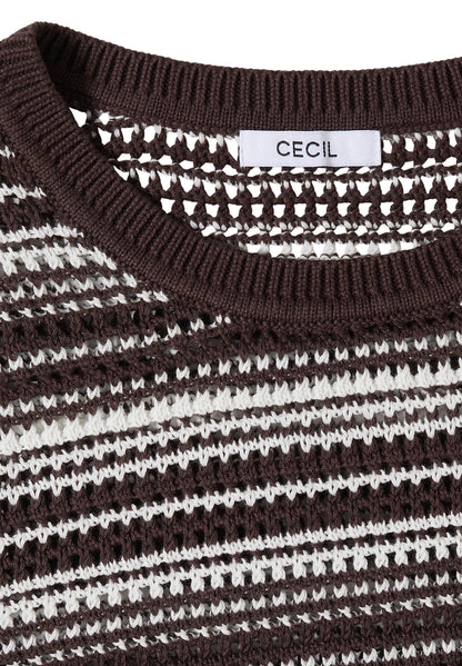 Kurzarm Pullover mit Rundhals und Streifen