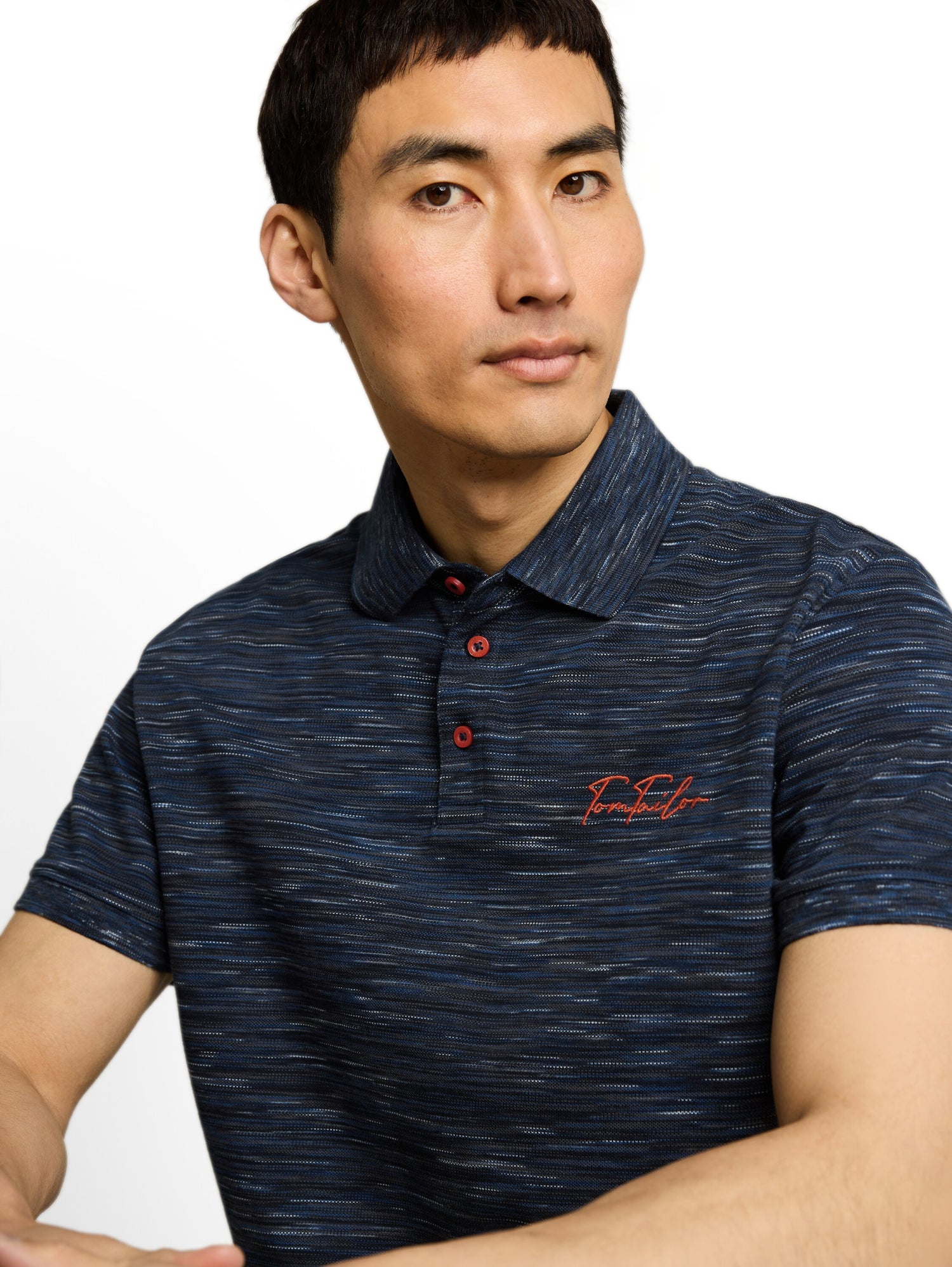 Piqué Poloshirt in Melange-Optik