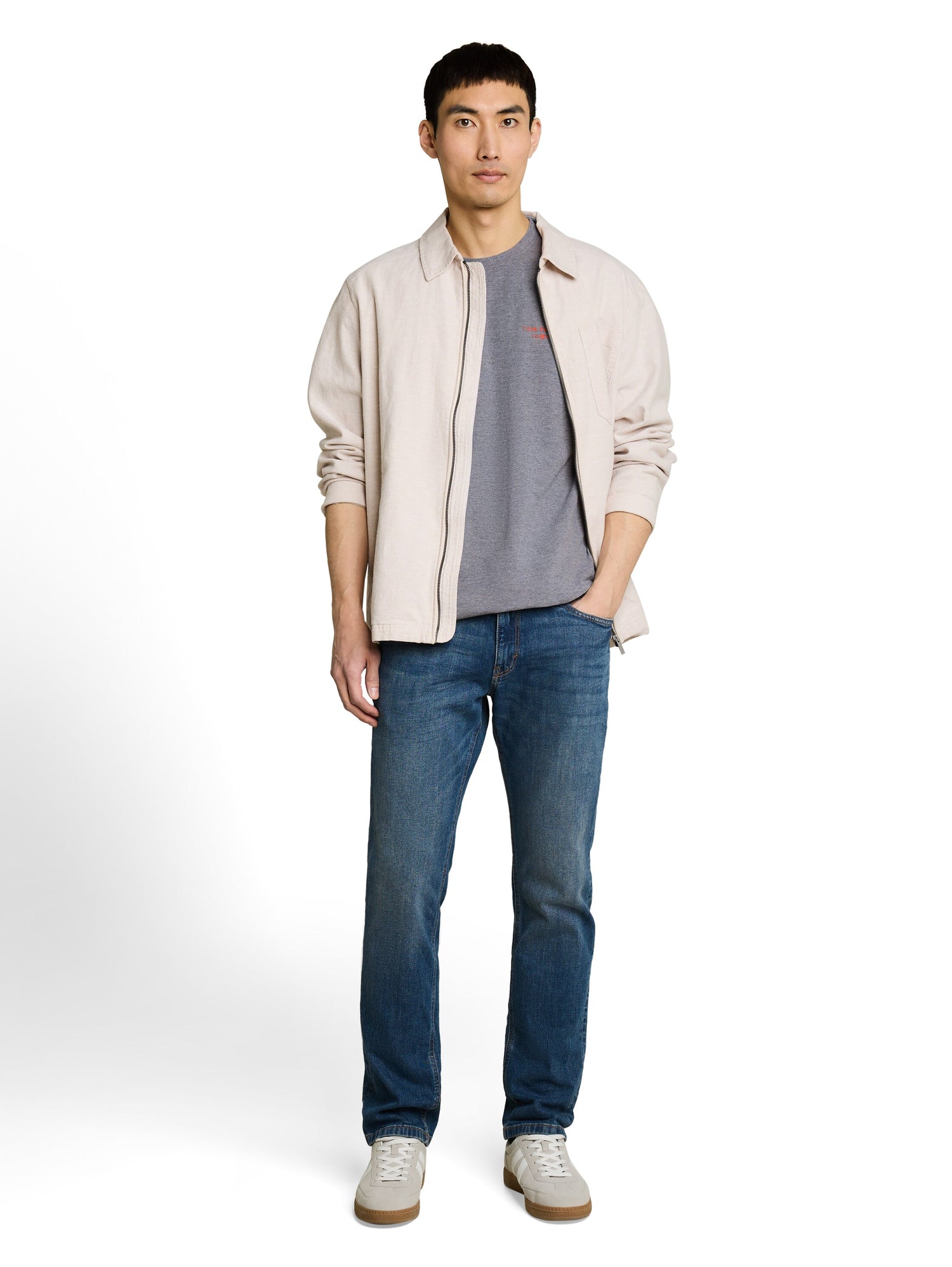 Piqué T-Shirt in Melange-Optik