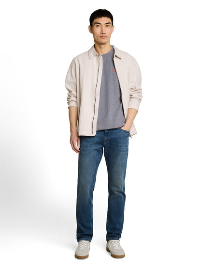 Piqué T-Shirt in Melange-Optik
