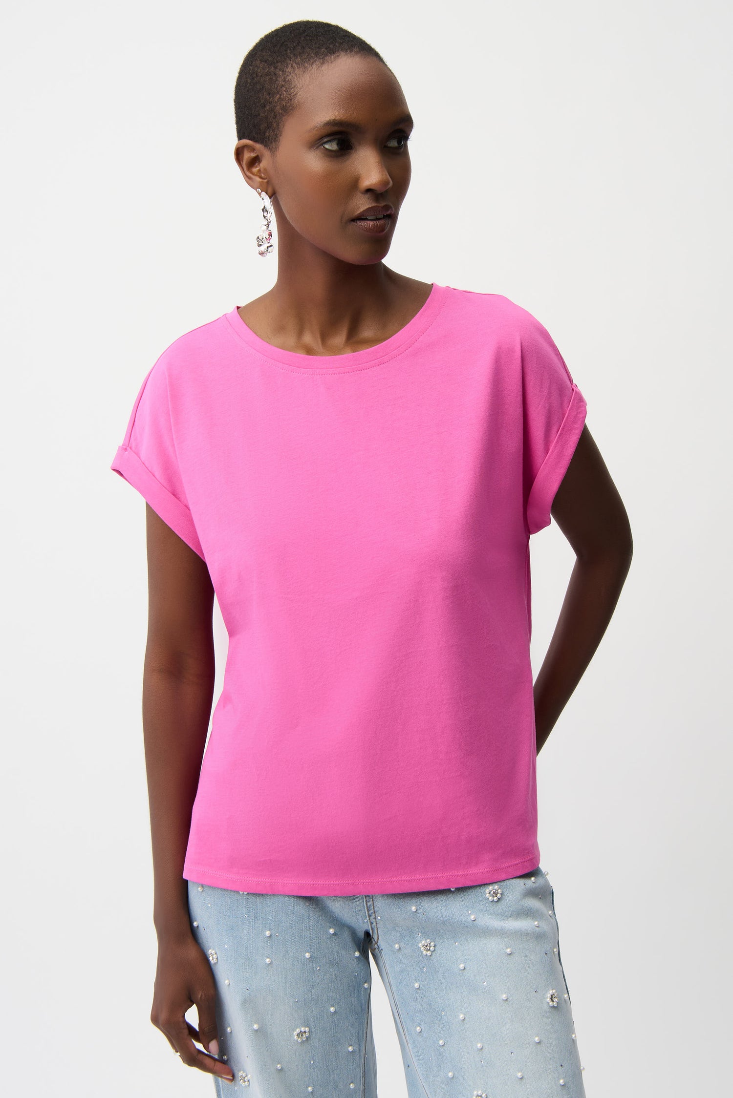 Boxy-T-Shirt mit Rundhalsausschnitt aus Baumwolle