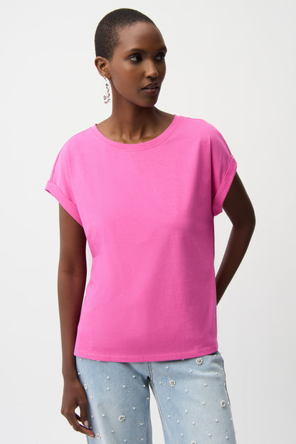 Boxy-T-Shirt mit Rundhalsausschnitt aus Baumwolle