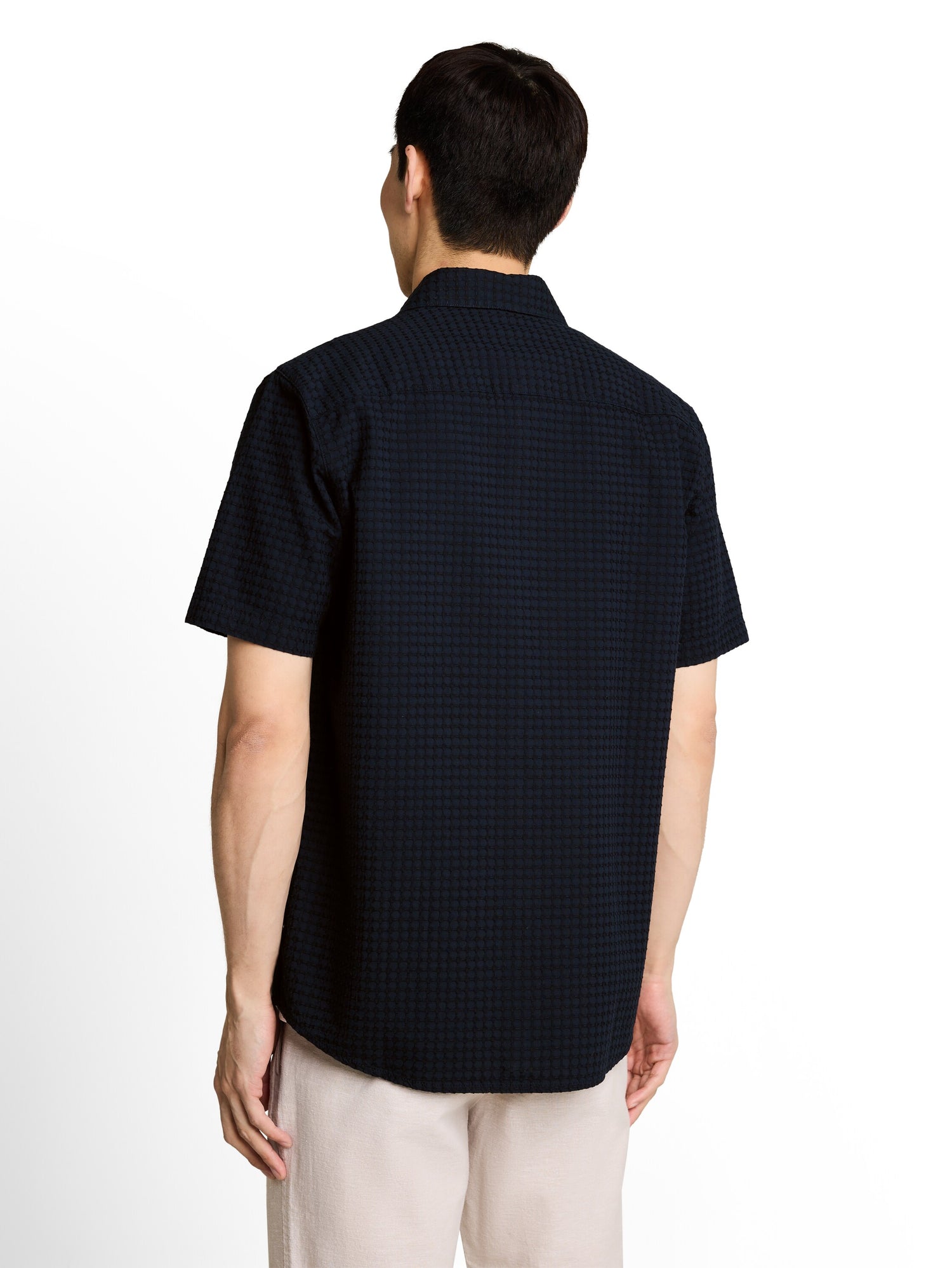 Regular Fit Jacquard Kurzarmhemd aus Baumwolle