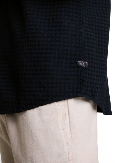 Regular Fit Jacquard Kurzarmhemd aus Baumwolle