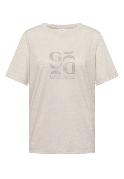 T-Shirt in Leinen-Optik mit Print