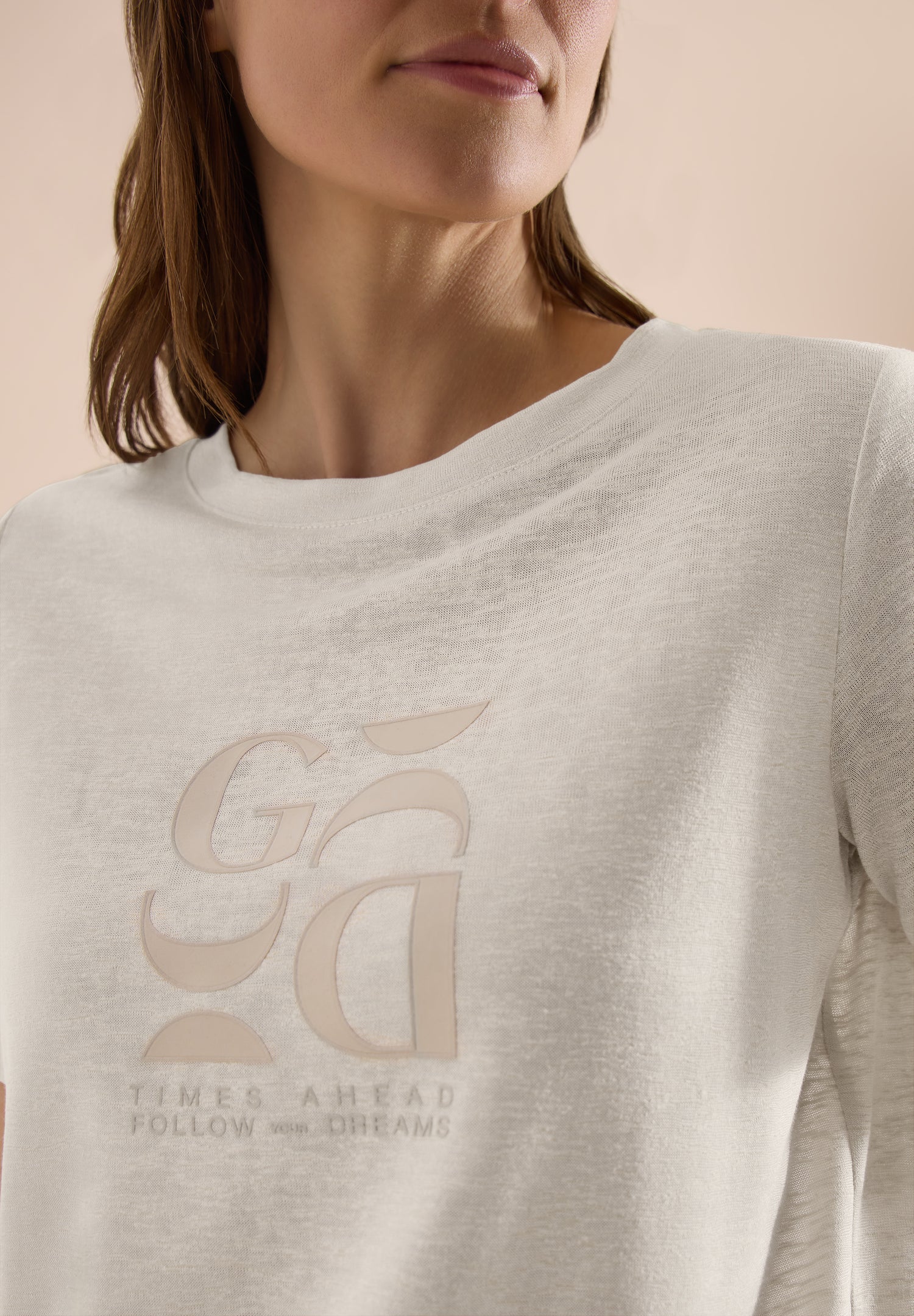 T-Shirt in Leinen-Optik mit Print