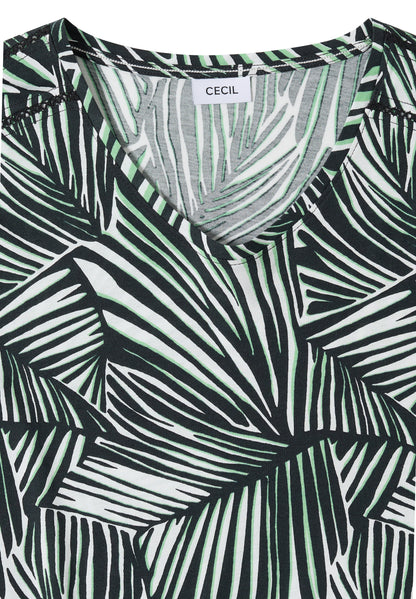 T-Shirt mit V-Neck und Spitzendetail