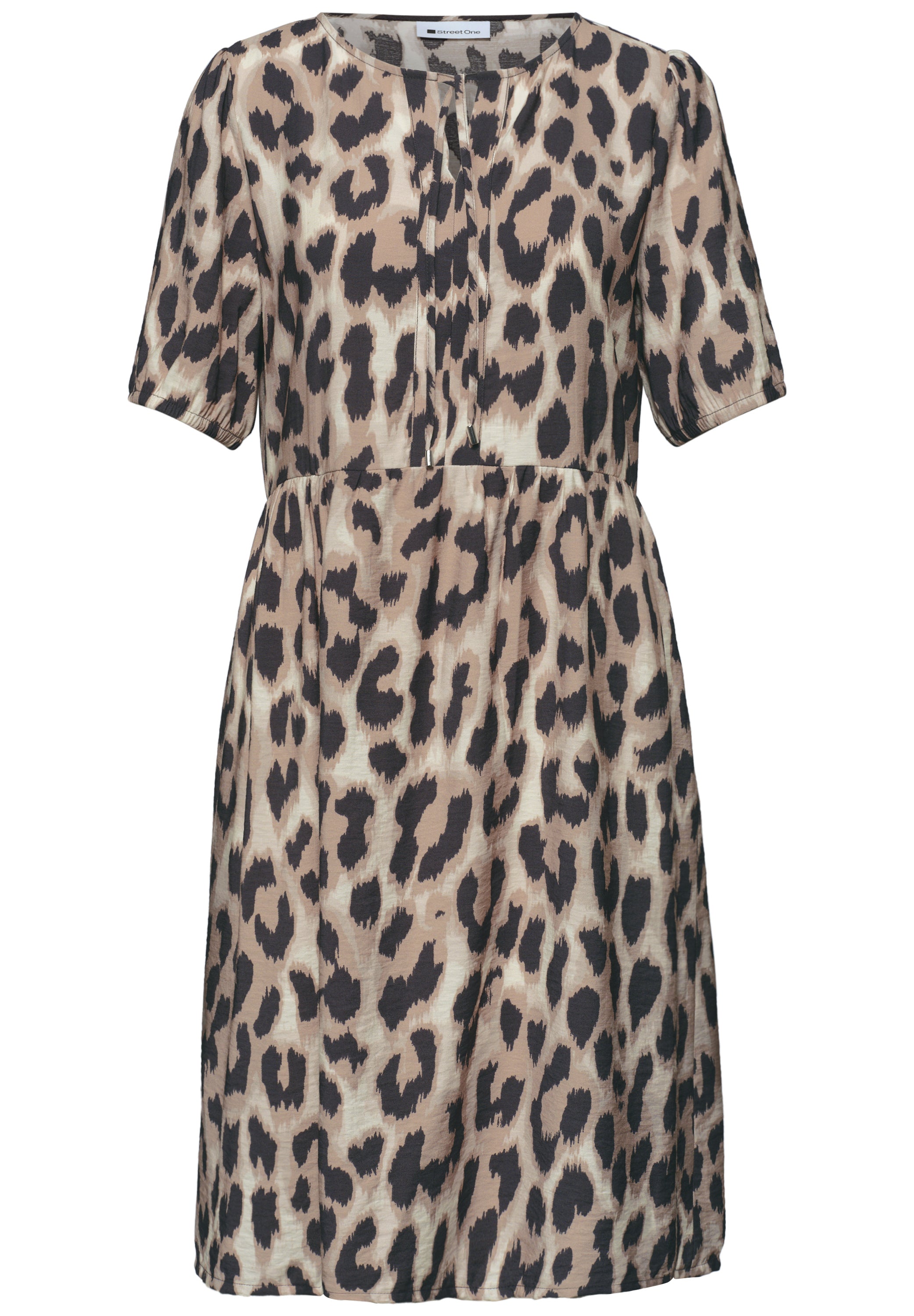 Knielanges Kleid mit Split Neck und Print