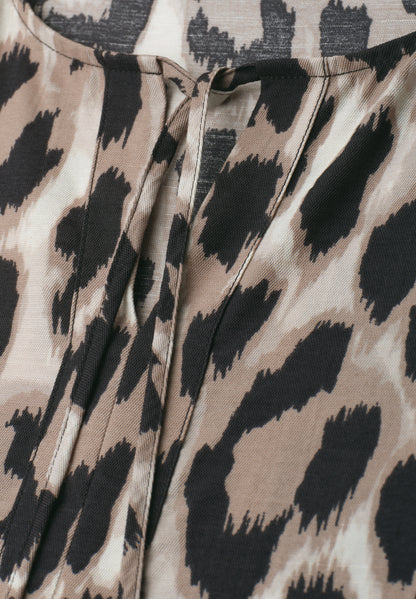 Knielanges Kleid mit Split Neck und Print
