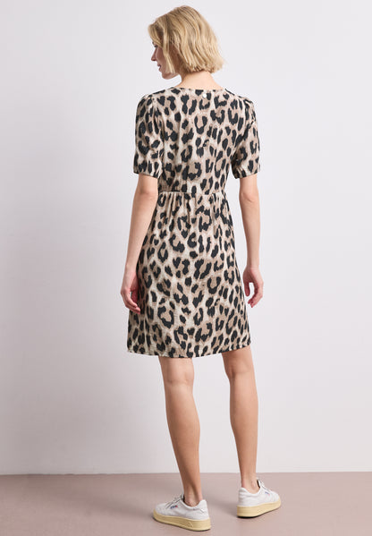 Knielanges Kleid mit Split Neck und Print
