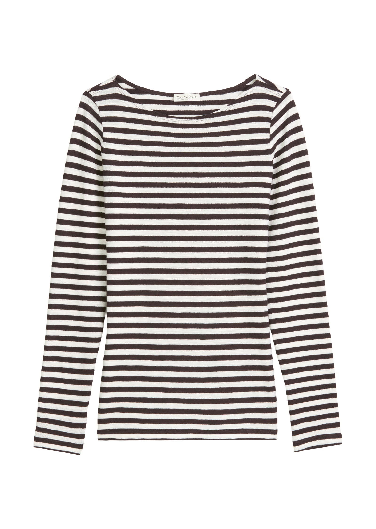 T-shirt, long sleeve, boat neck, striped