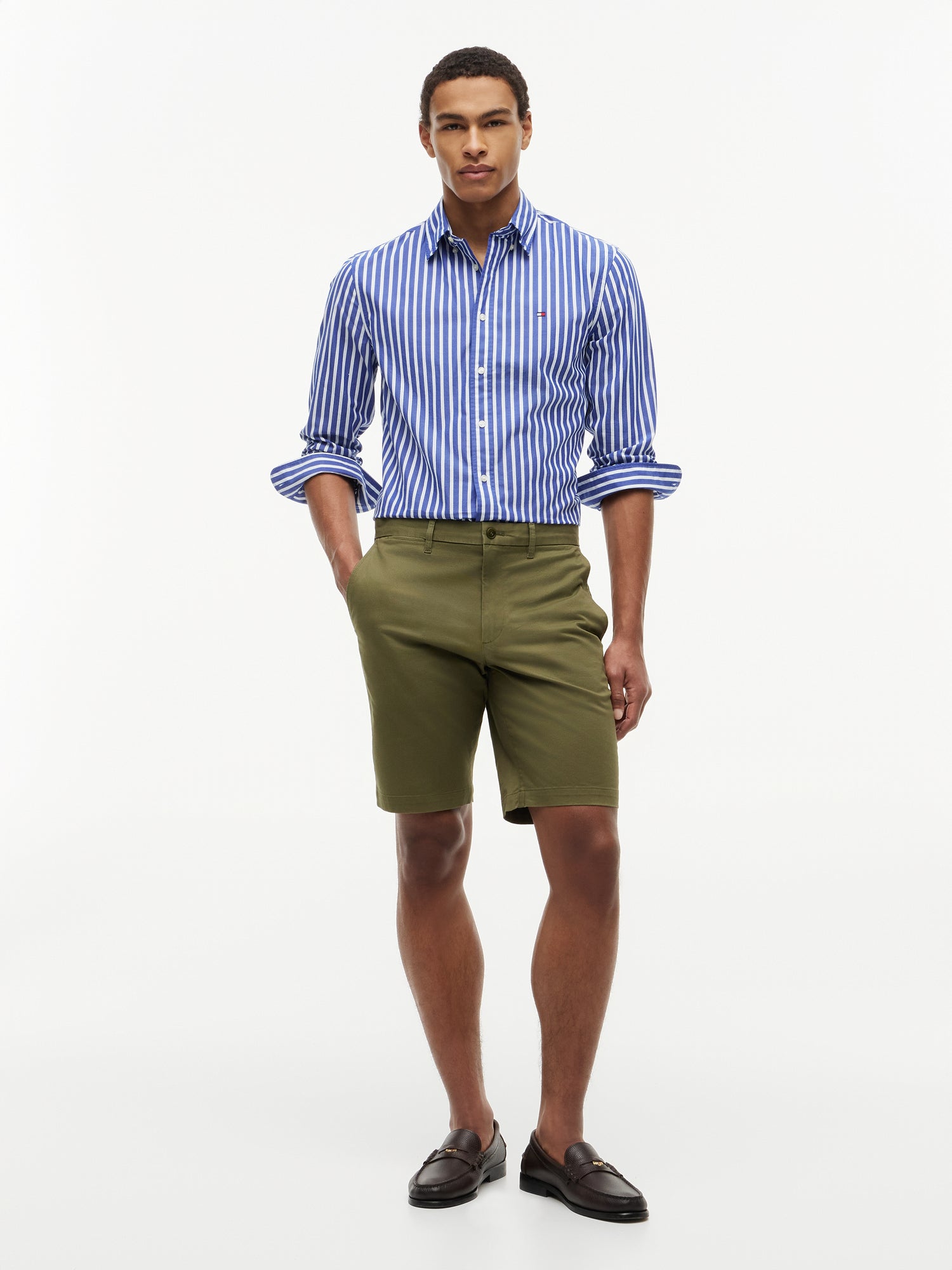 FLEX POPLIN SEASONAL STRIPE SHT