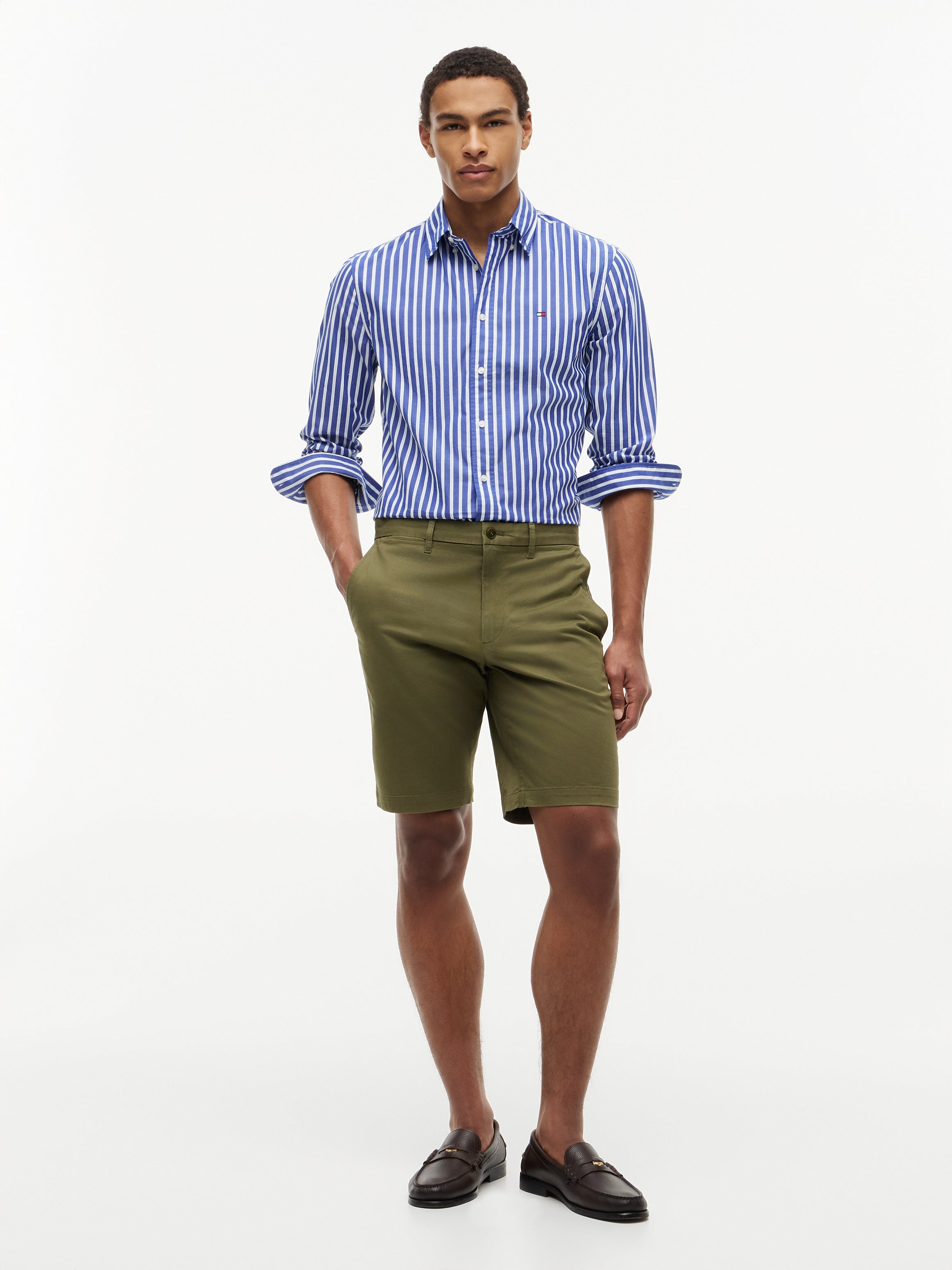 FLEX POPLIN SEASONAL STRIPE SHT