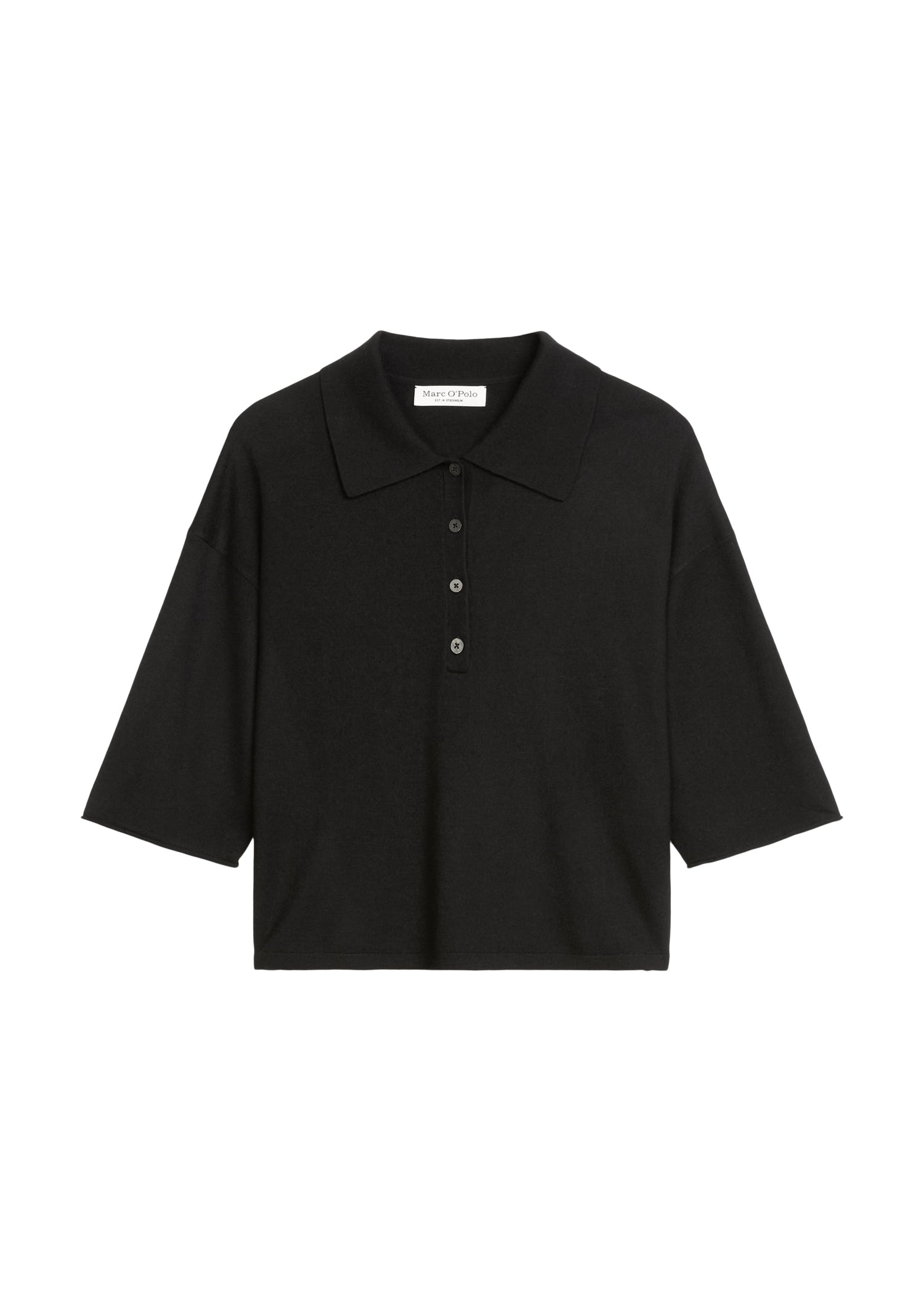 Feinstrick-Poloshirt loose