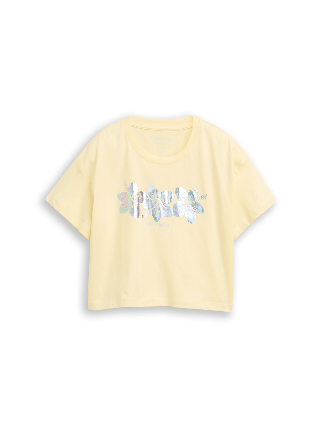 Cropped T-Shirt mit Glitzer-Print
