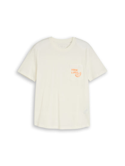 T-Shirt mit Brusttasche mit Print