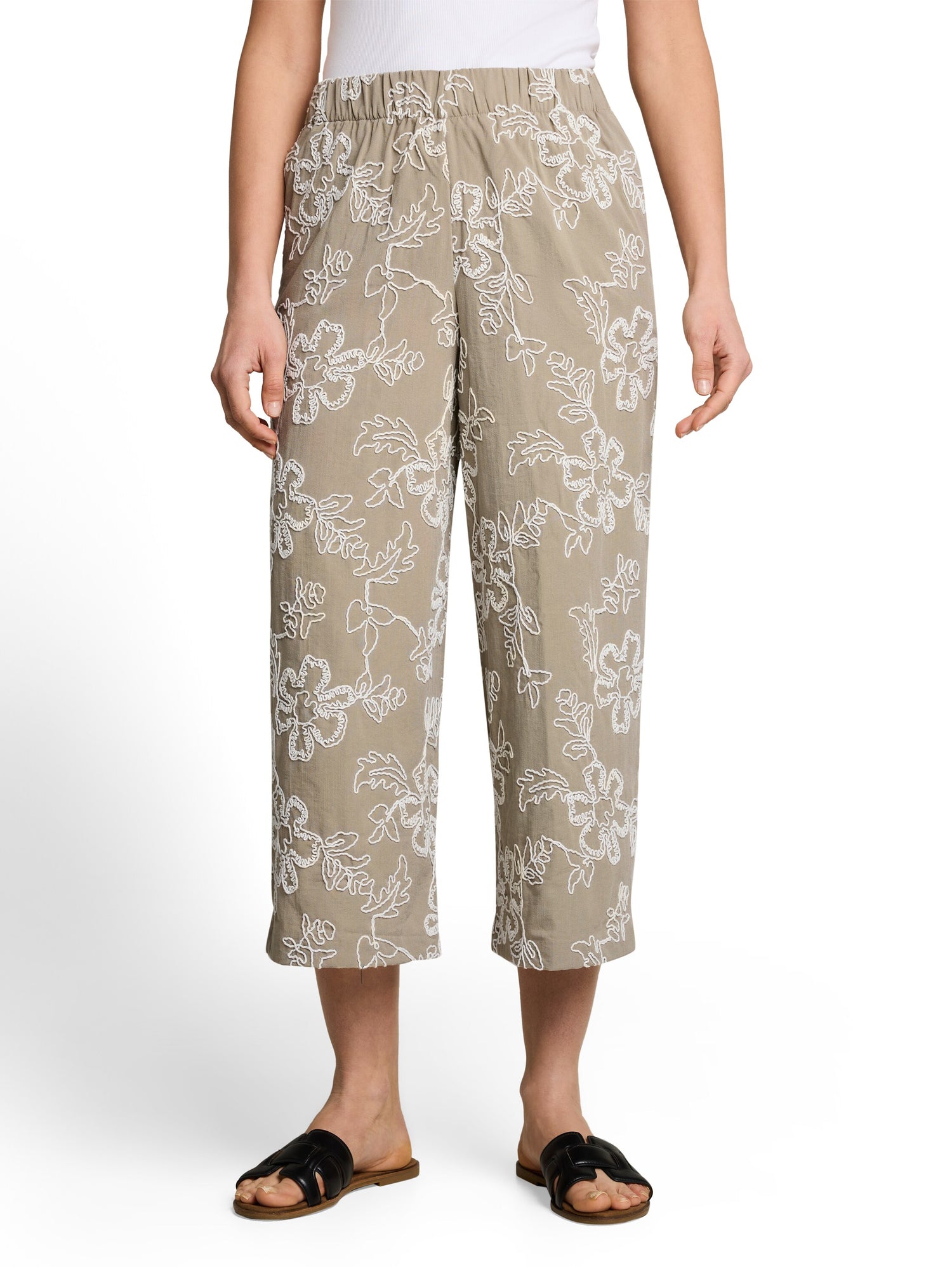 Culotte Hose mit Blumen-Stickerei