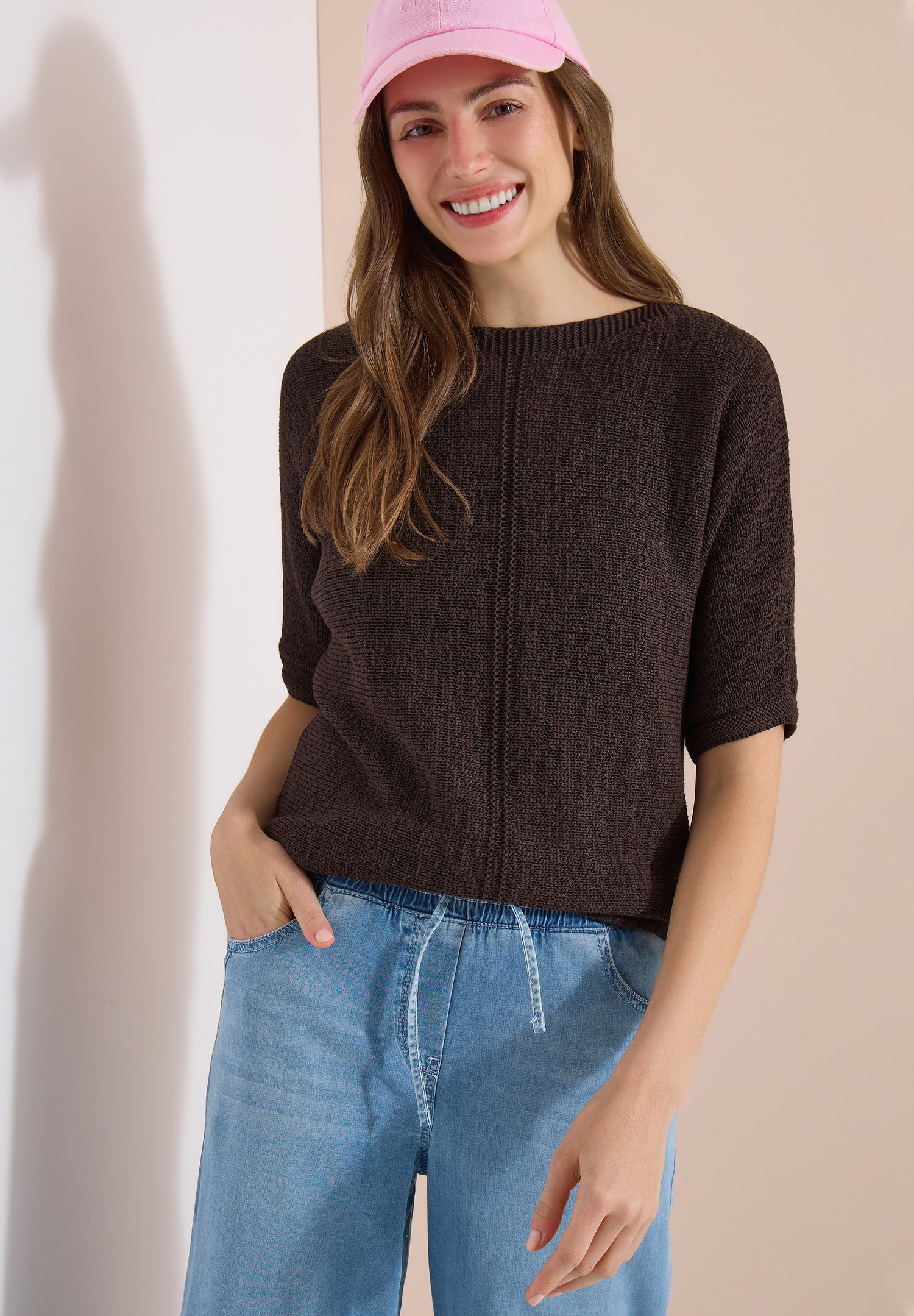 Dolman Pullover mit U-Boot-Ausschnitt