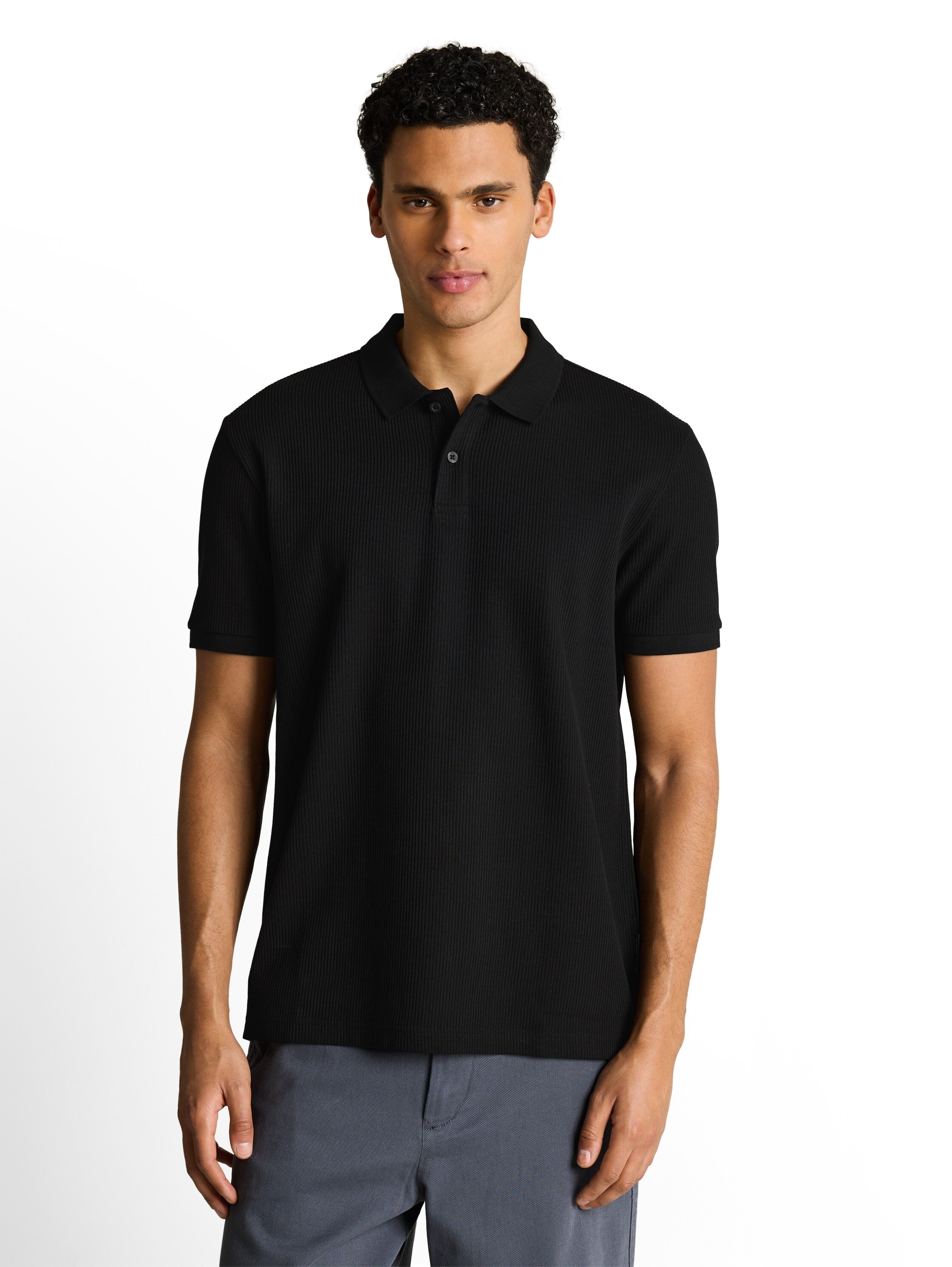 Poloshirt mit Rippstruktur