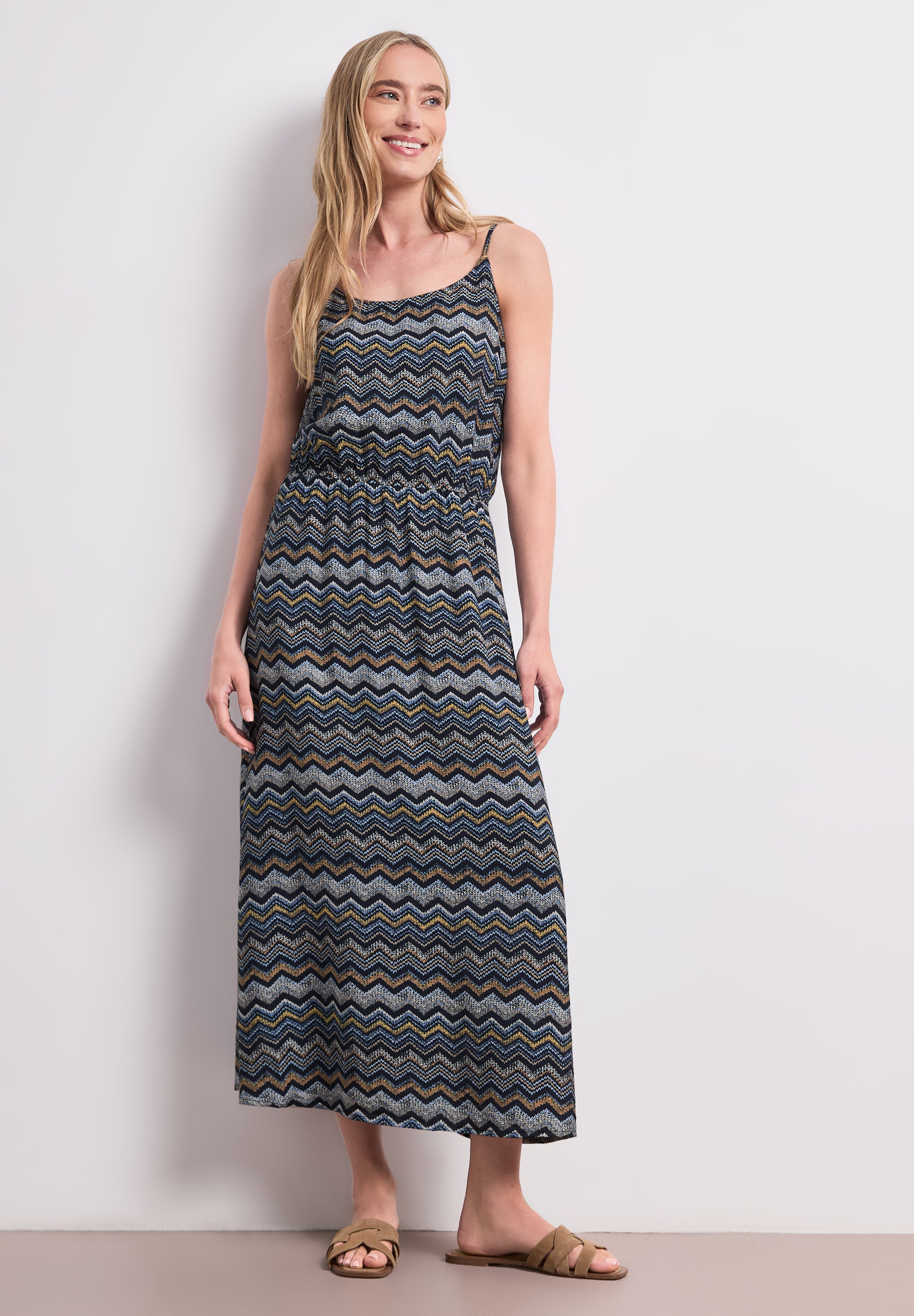 Midi-Kleid mit Zick-Zack-Muster