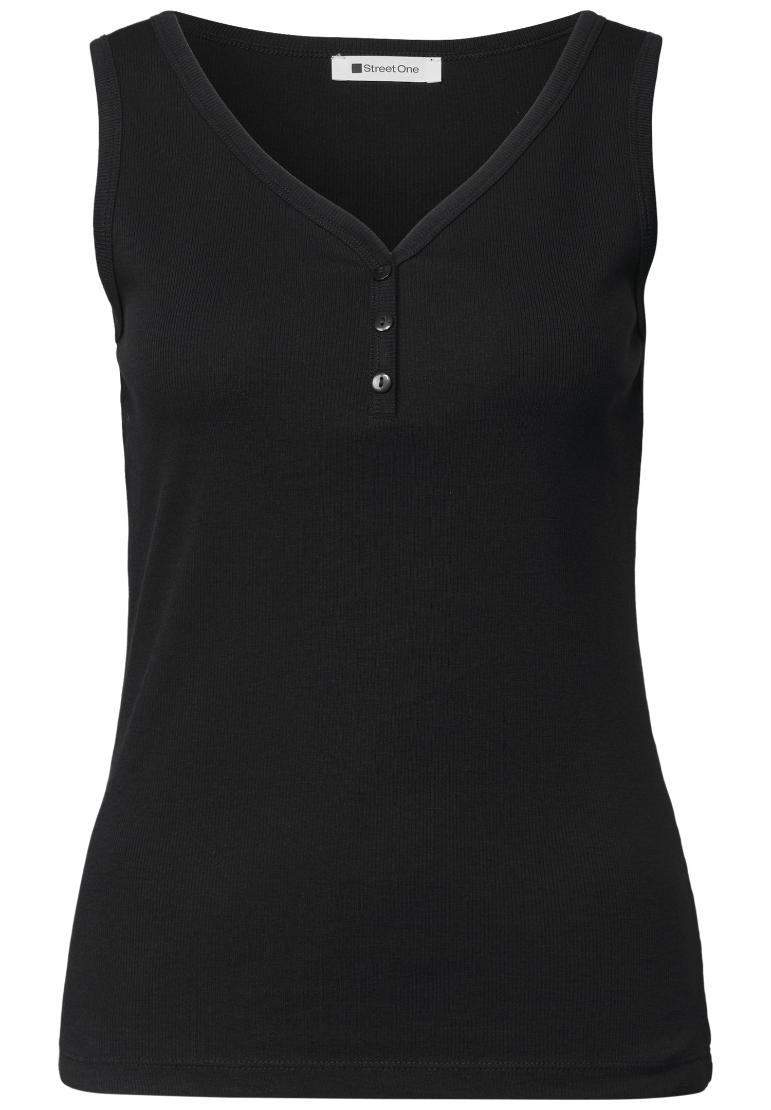 Top in Rippstruktur mit V-Neck