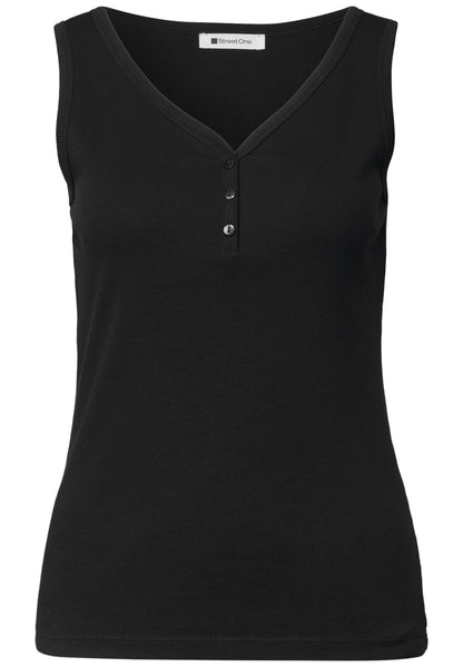 Top in Rippstruktur mit V-Neck