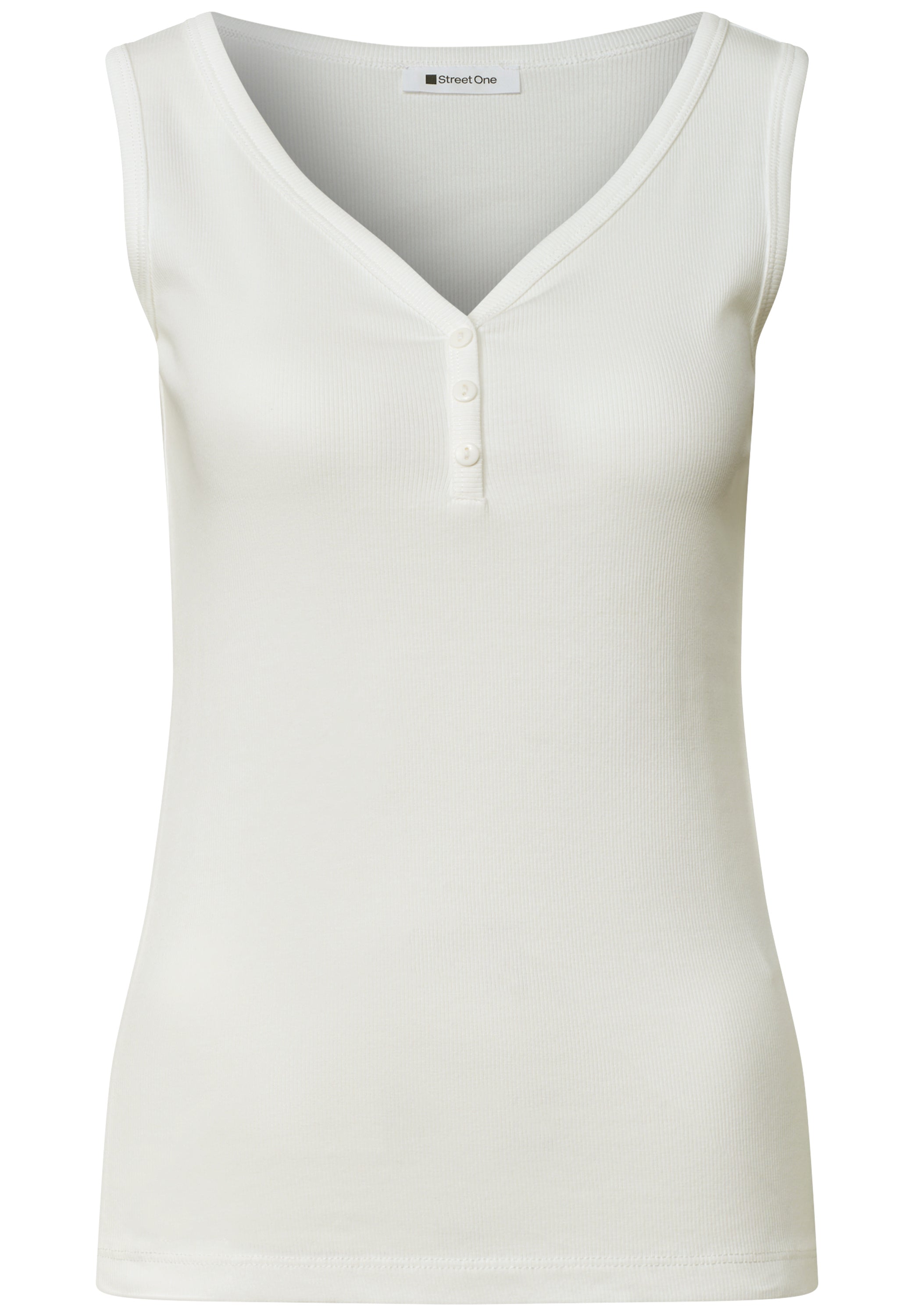 Top in Rippstruktur mit V-Neck