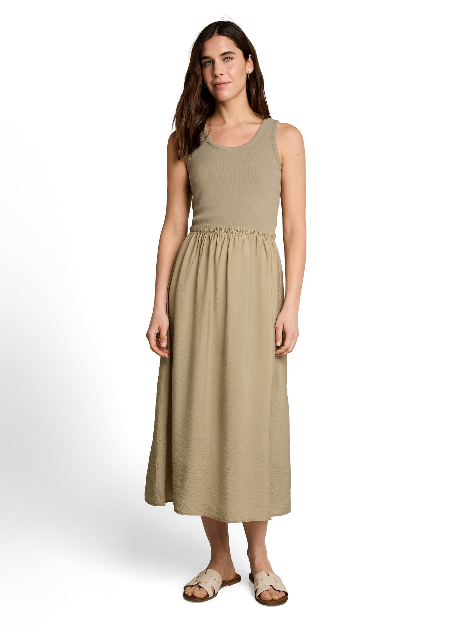 2-in-1 Midi-Kleid im Materialmix