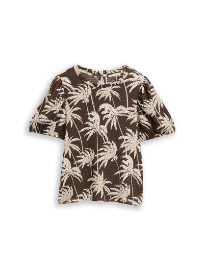 Crinkle T-Shirt mit Ballonärmeln