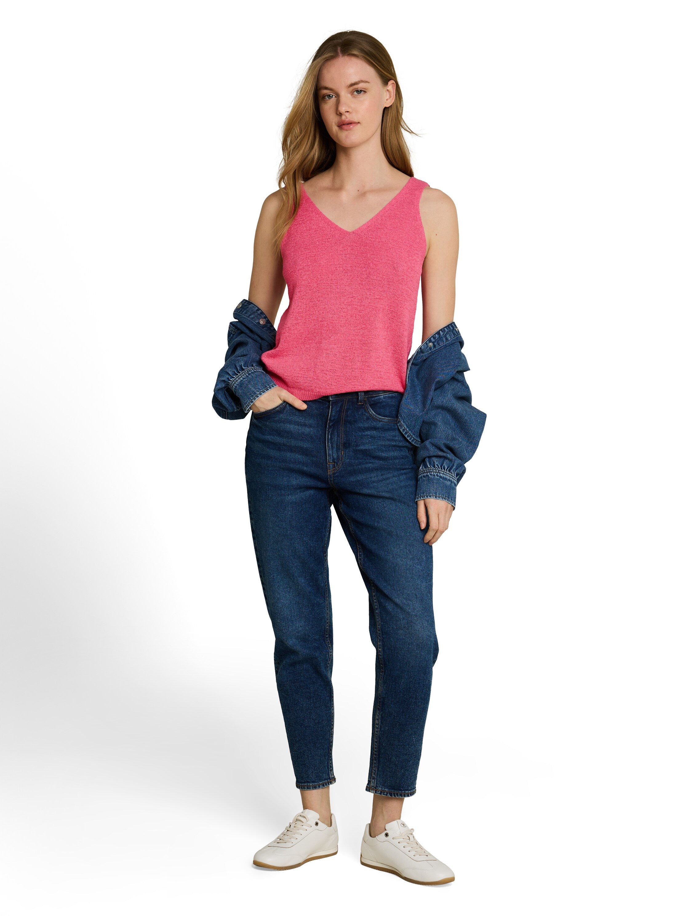 Relaxed Fit Stricktop mit V-Ausschnitt