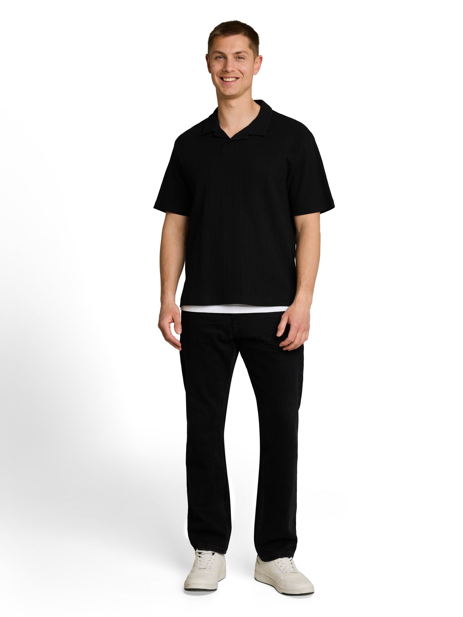 Relaxed Fit Poloshirt mit Waffelstruktur