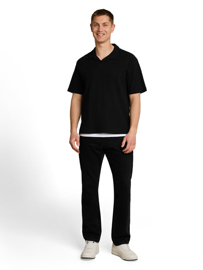 Relaxed Fit Poloshirt mit Waffelstruktur