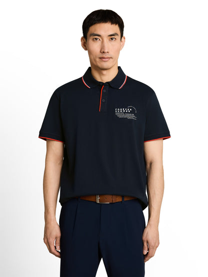 Jersey Poloshirt mit Print